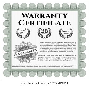 Green Retro Warranty template. Superior design. Complex background. Detailed. 