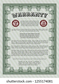 Green Retro Warranty template. Superior design. With background. Detailed. 