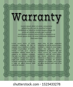 Green Retro Warranty template. Vector illustration. With quality background. Cordial design. 