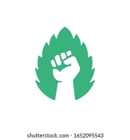 Green Revolution Eco Fist Symbol. Web Icon Logo Template Design Element.