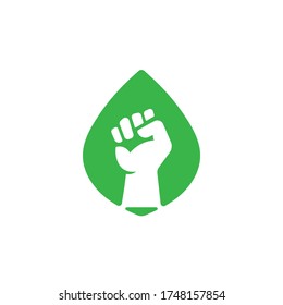 Green Revolution Eco Fist Symbol. Web Icon Logo Template Design Element.