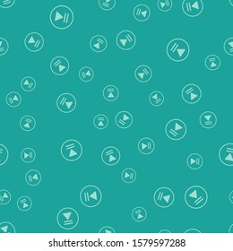 Green Rewind icon isolated seamless pattern on green background.  Vector Illustration
