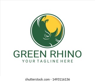 Green Rhino Logo Vector Illustration