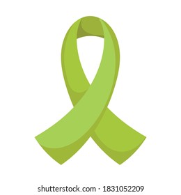 green ribbon awareness campaign isolated icon style vector illustration