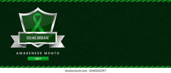 Green ribbon awareness graphic for International Celiac Disease Awareness Month banner.