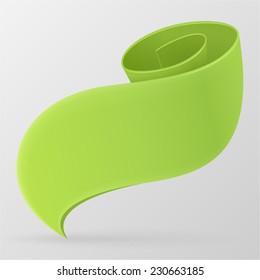 Green ribbon banner. Design element. Isolated on a gray background. With Space For Text. Vector illustration.