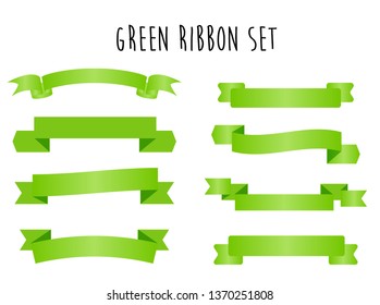 Green ribbon banner set vector design