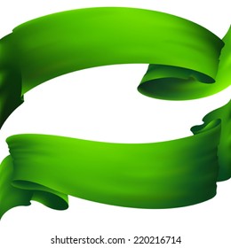 Green Ribbon Banner , Vector Drawing 
