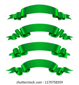 Green ribbon banners.Vector ribbons set.