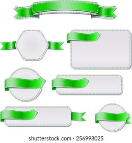 green ribbon with a blank banners for text. vector illustration