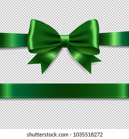 Green Ribbon Bow With Gradient Mesh, Vector Illustration