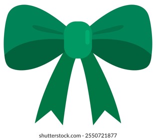 Green ribbon bow icon isolated on white background.