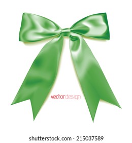 Green ribbon and bow, vector illustration.