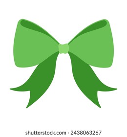Green ribbon bow. Vector illustration