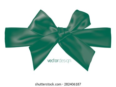 Green ribbon and bow, vector illustration.
