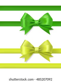 green ribbon bow vector illustration on white