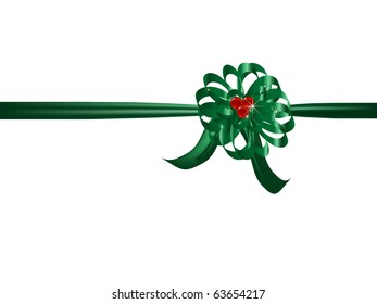 Green ribbon and bow - vector illustration