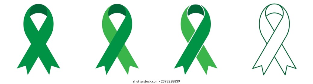 Green ribbon. Breast cancer awareness ribbon. Women support green  ribbon.EPS 10