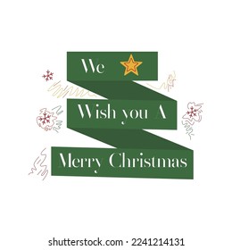 Green ribbon christmas, we wish you Merry christmas