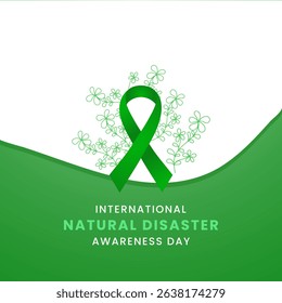 Green ribbon with flower awareness graphic for Natural disaster Awareness Day