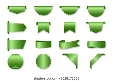 Conjunto de Elementos de cinta y etiqueta verde - Colección de Vector decorativa