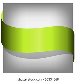 Green ribbon on blank page.