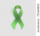 Green ribbon on transparent background. Vector illustration.