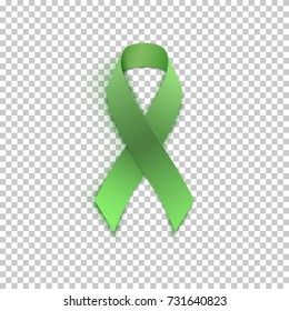Green ribbon on transparent background. Vector illustration.