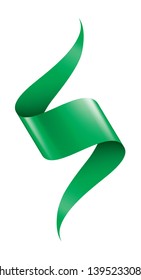 green ribbon on white background. Vector illustration