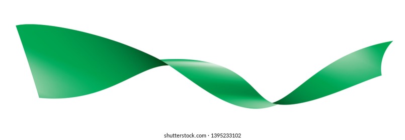 green ribbon on white background. Vector illustration