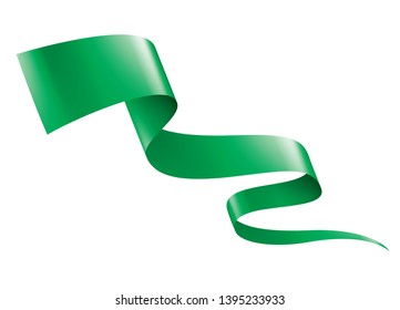 green ribbon on white background. Vector illustration