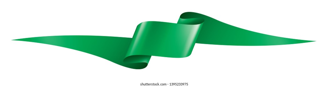 green ribbon on white background. Vector illustration