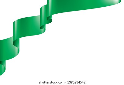 green ribbon on white background. Vector illustration