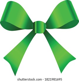 Green ribbon on white background