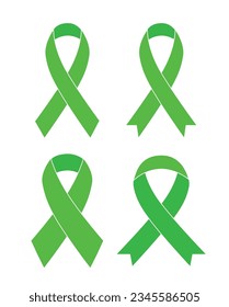 Green ribbon. Scoliosis, mental health and other awareness symbols. Vector illustration