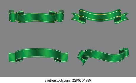 Banner panel old green flag for game Royalty Free Vector