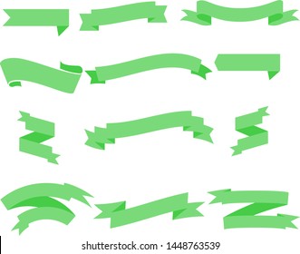Green Ribbon Set InIsolated White Background for business, Vector Illustration