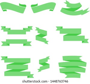 Green Ribbon Set InIsolated White Background for business, Vector Illustration