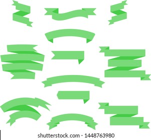 Green Ribbon Set InIsolated White Background for business, Vector Illustration