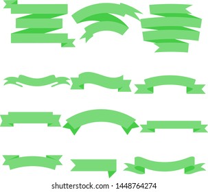 Green Ribbon Set InIsolated White Background for business, Vector Illustration
