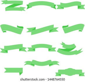 Green Ribbon Set InIsolated White Background for business, Vector Illustration