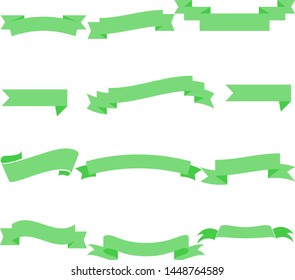Green Ribbon Set InIsolated White Background for business, Vector Illustration