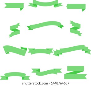 Green Ribbon Set InIsolated White Background for business, Vector Illustration