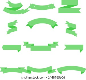 Green Ribbon Set InIsolated White Background for business, Vector Illustration