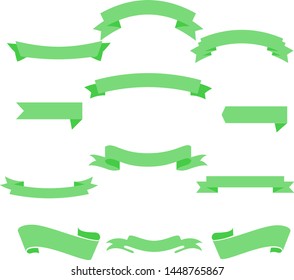 Green Ribbon Set InIsolated White Background for business, Vector Illustration
