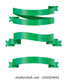 Green Ribbon Set InIsolated White Background for business, Vector Illustration