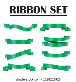 Green Ribbon Set InIsolated White Background for business, Vector Illustration