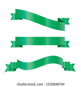 Green Ribbon Set InIsolated White Background for business, Vector Illustration