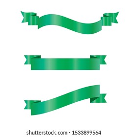 Green Ribbon Set InIsolated White Background for business, Vector Illustration