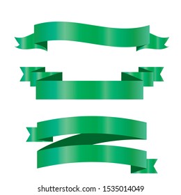 Green Ribbon Set InIsolated White Background for business, Vector Illustration